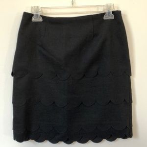Maeve black wool scalloped pencil skirt
